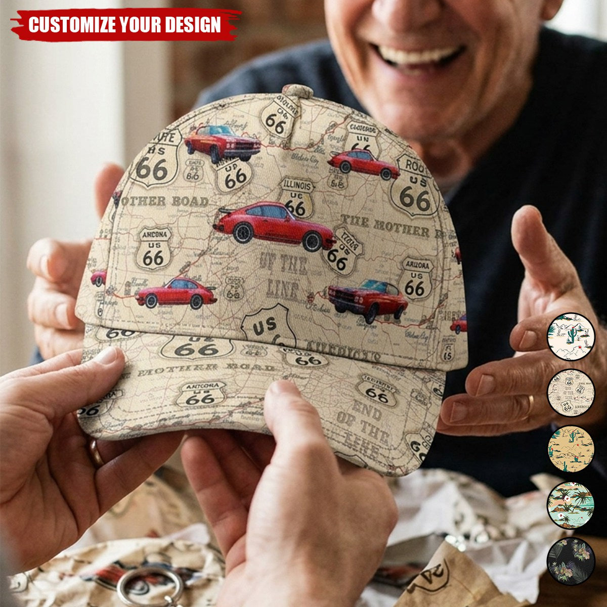 Custom Car Photo Route 66 For Car Lover Classic Cap