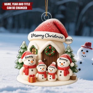 Snowman Family - Personalized Christmas Acrylic Ornament