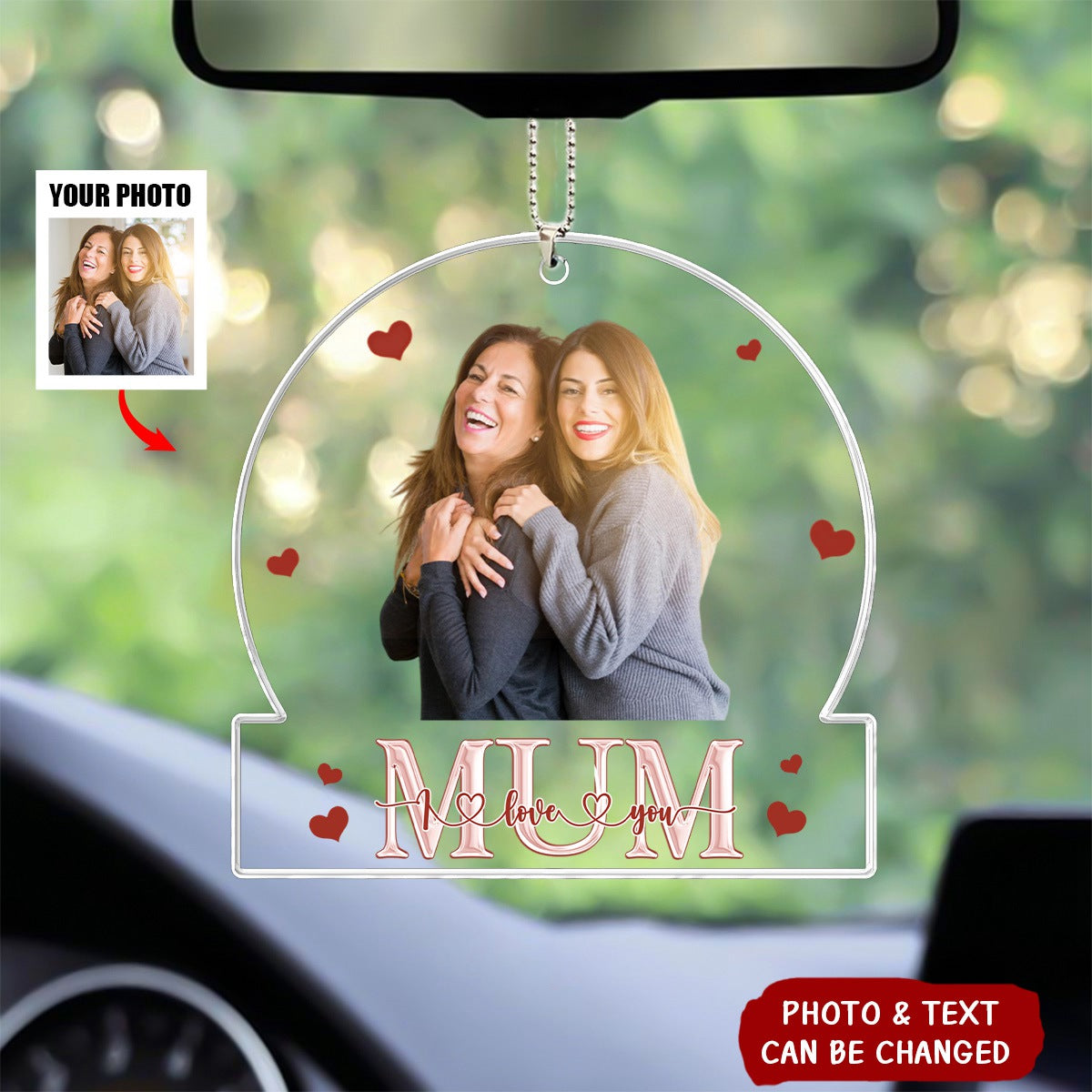 Family - Love Mom Nana - Personalized Acrylic Car Ornament