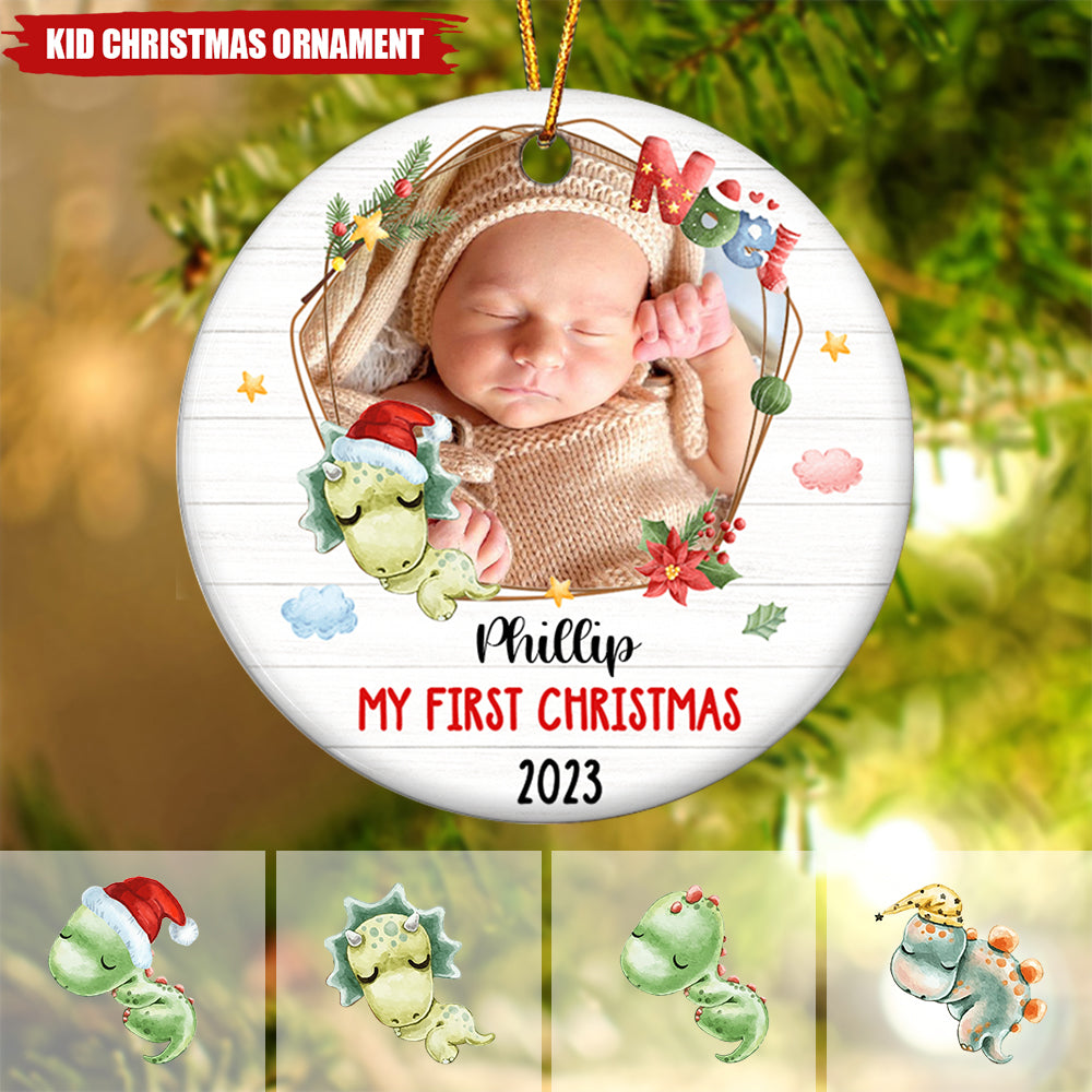 Gift For Baby First Christmas Dinosaur Circle Ornament