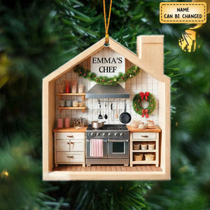 Custom Name Chef Kitchen Ornament, Chef Kitchen Christmas Decoration
