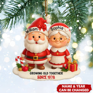 Santa Couple Growing Old Together Personalized Acrylic Ornament