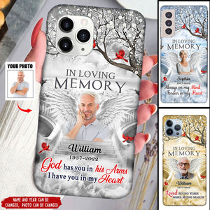 Memorial Upload Photo Wings Heaven, In Loving Memory A Big Piece Of My Heart Lives In Heaven Personalized Phone Case