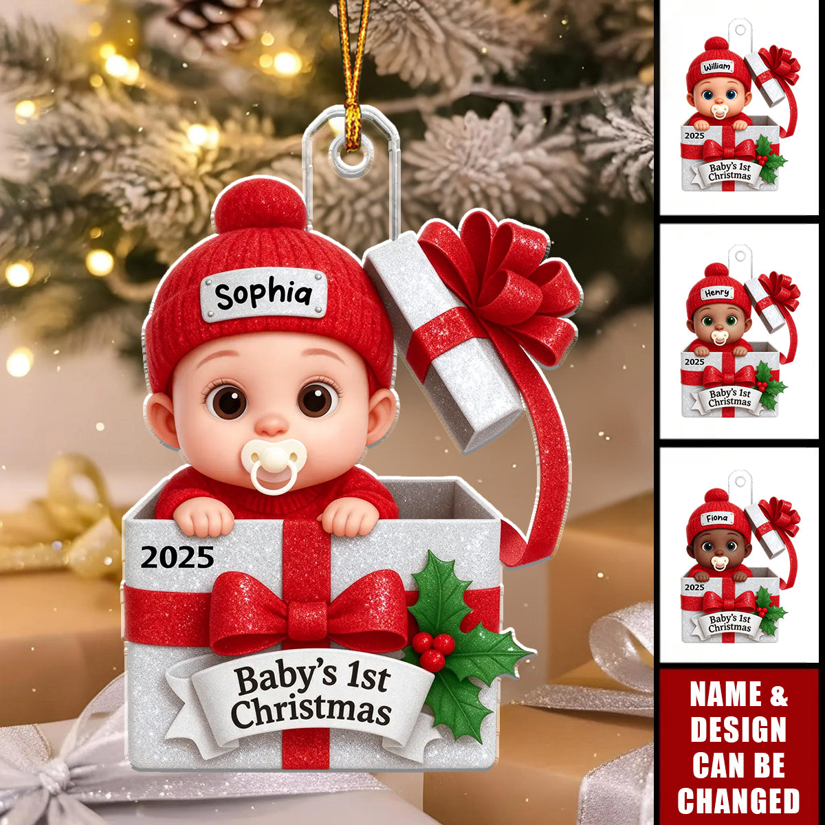 3D Shining Effect Baby's First Christmas - Personalized Acrylic Ornament