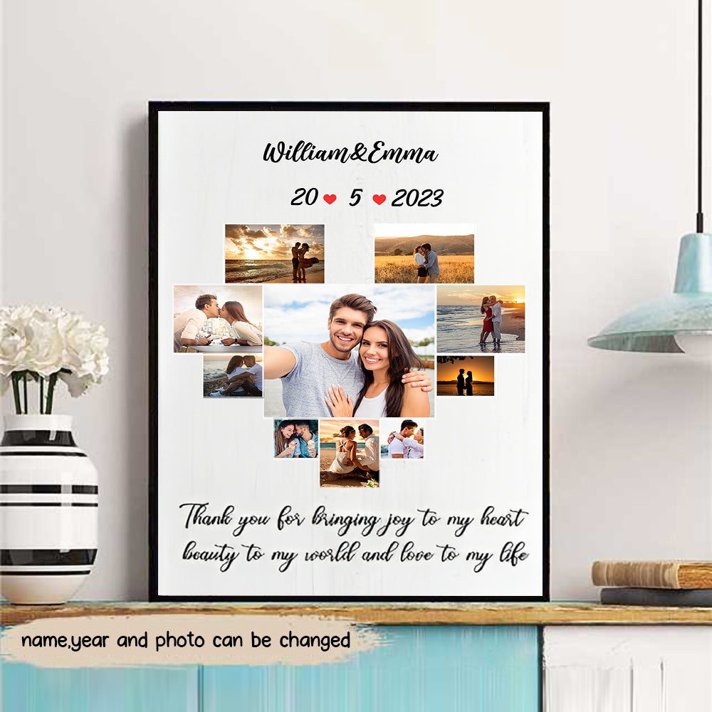 Thank You For Bringing Joy To My Heart - Personalized Photo Wrapped Poster