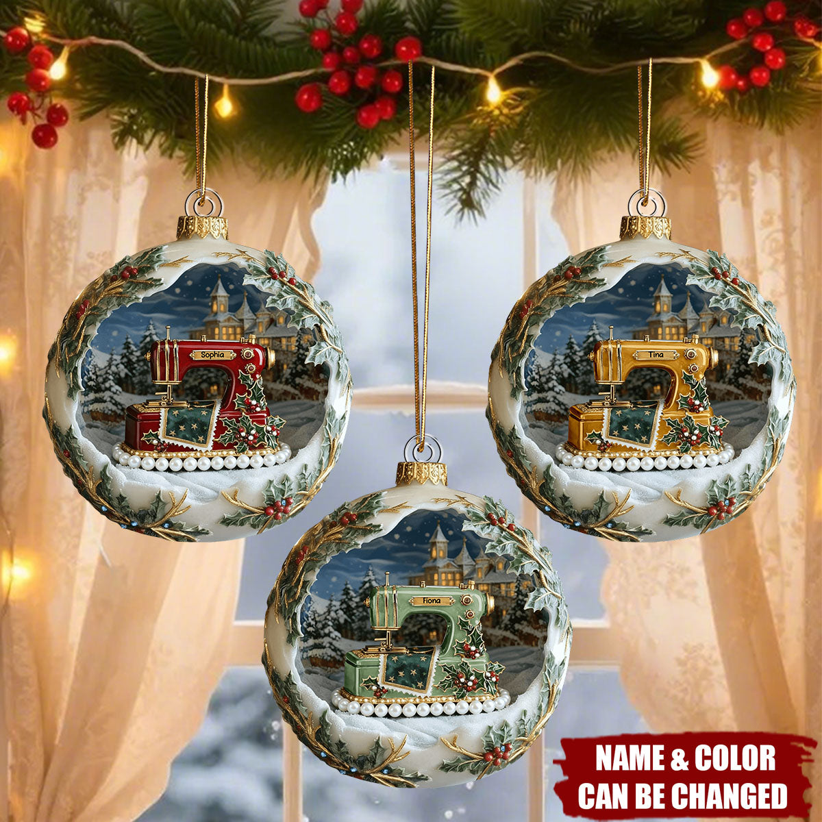 Antique Sewing Machine Ornament - Personalized Gifts For Sewing Lovers