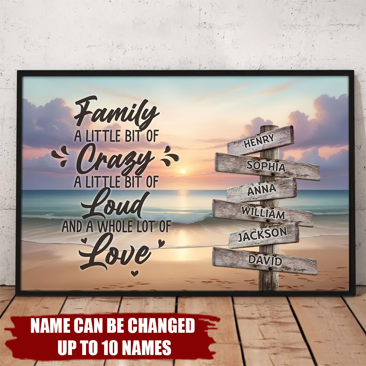 Custom Personalized Family Canvas Poster - Gift Idea For Family/ Couple/ Valentine - Family A Little Bit Of Crazy