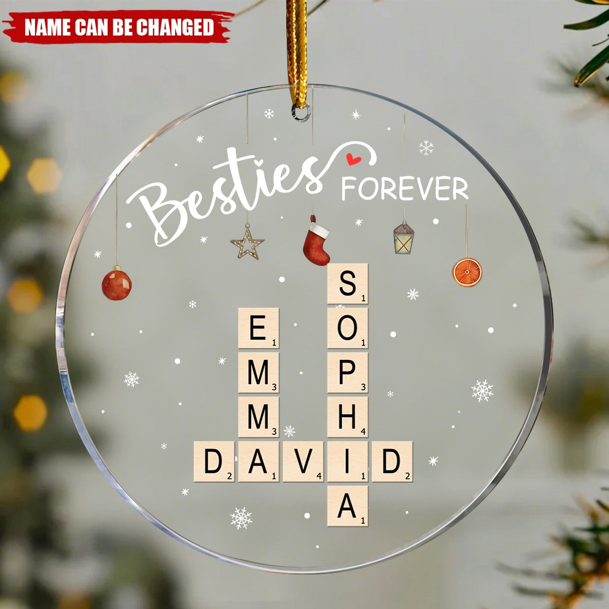 Family Forever Scrabble Custom Name - Personalized Acrylic Ornament