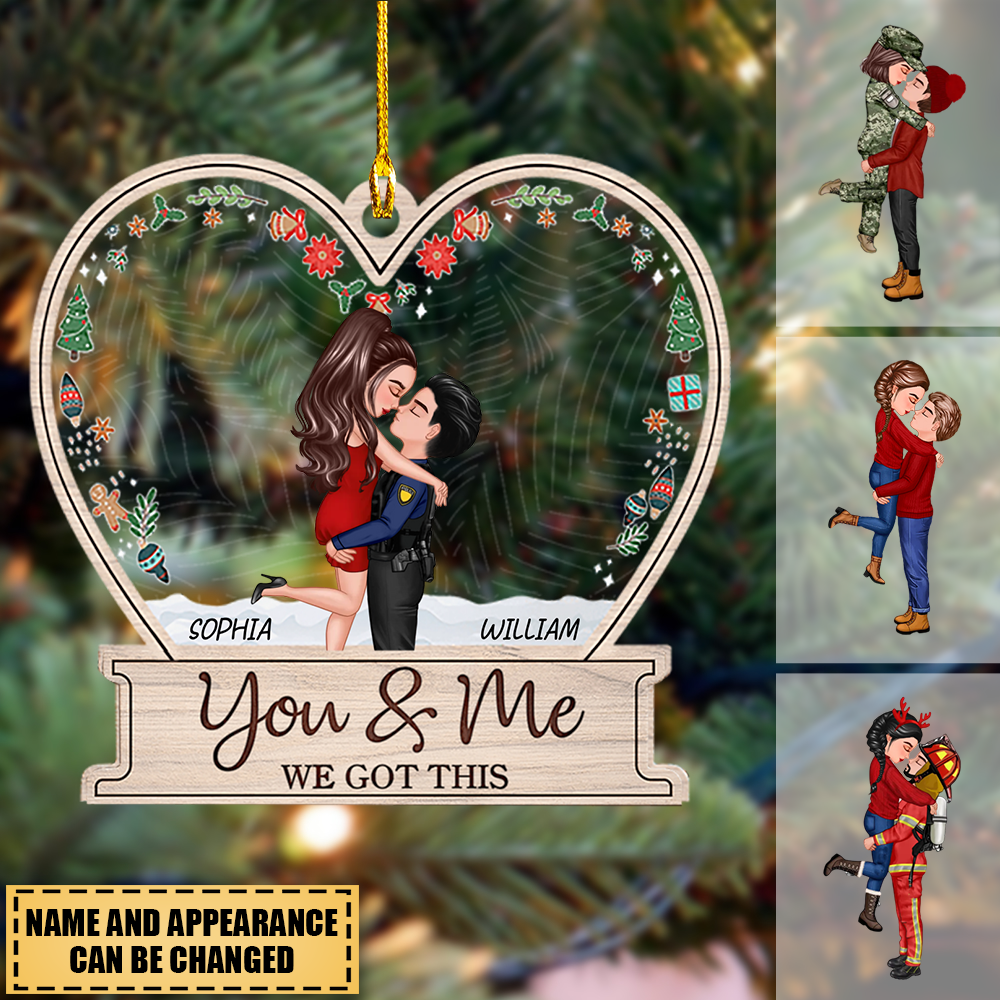 Christmas Doll Couple Hugging, You & Me We Got This Personalized Ornament