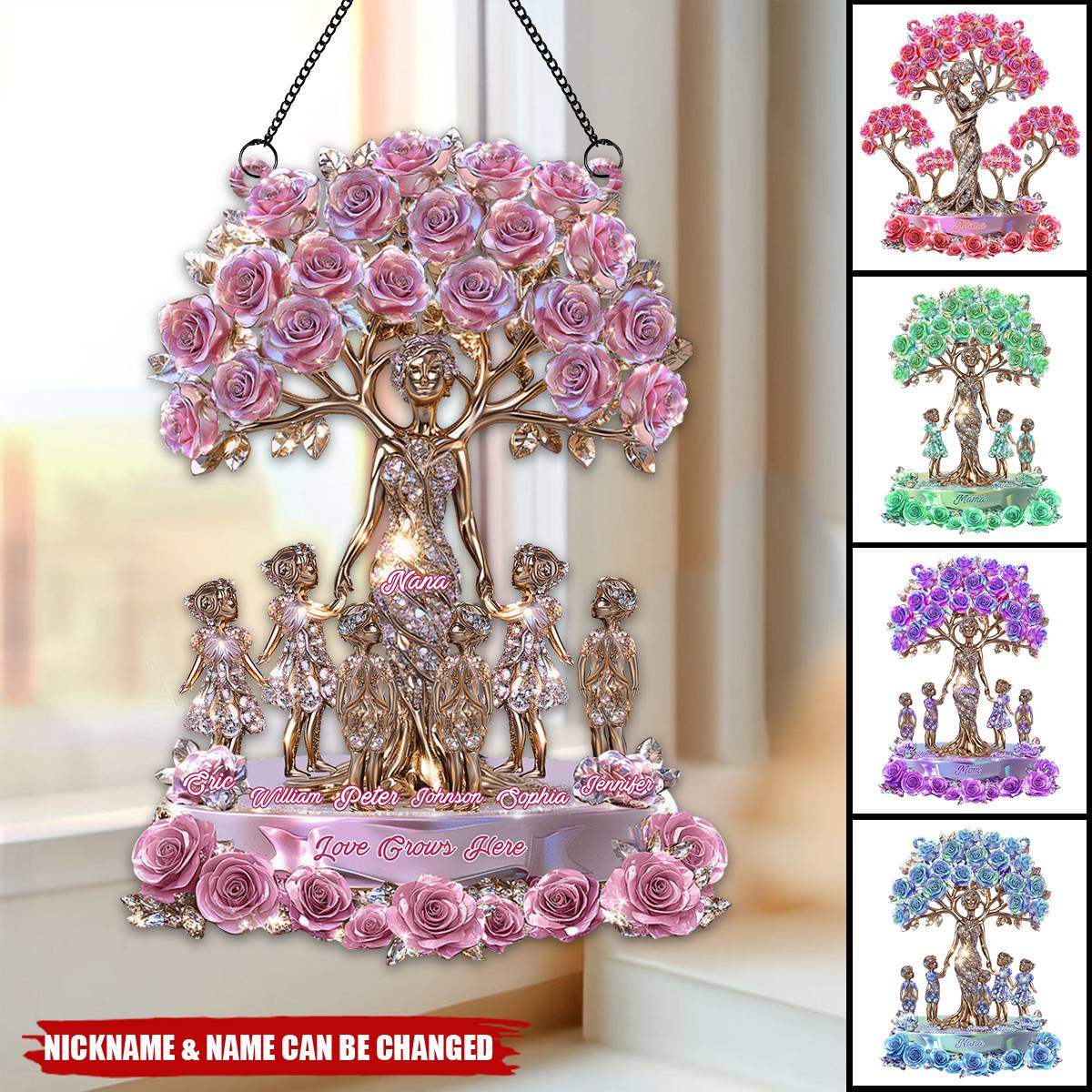 The Love Between Mother And Her Kids - Personalized Window Hanging Suncatcher Ornament