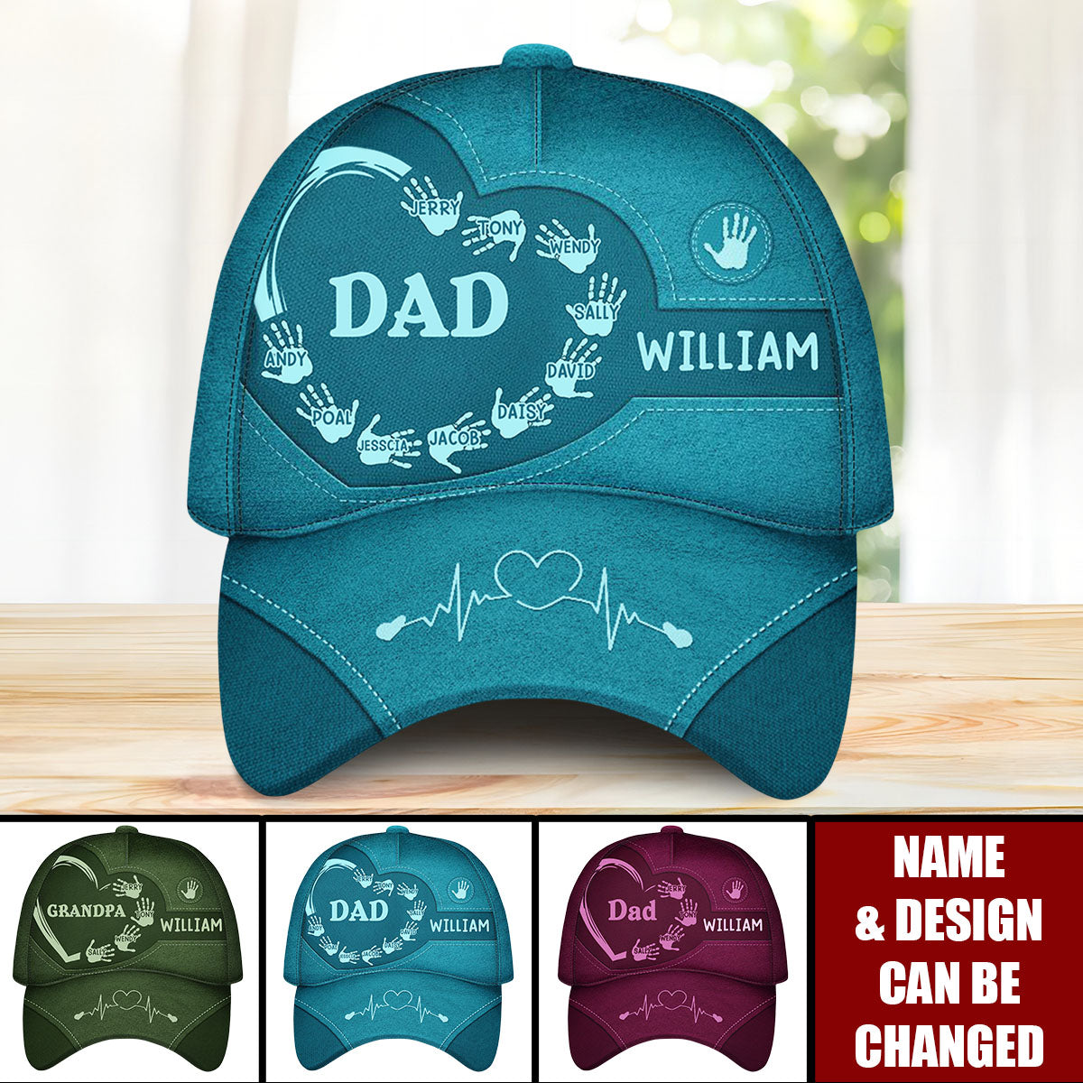 Dad Grandpa Kids Handprints - Personalized Classic Cap