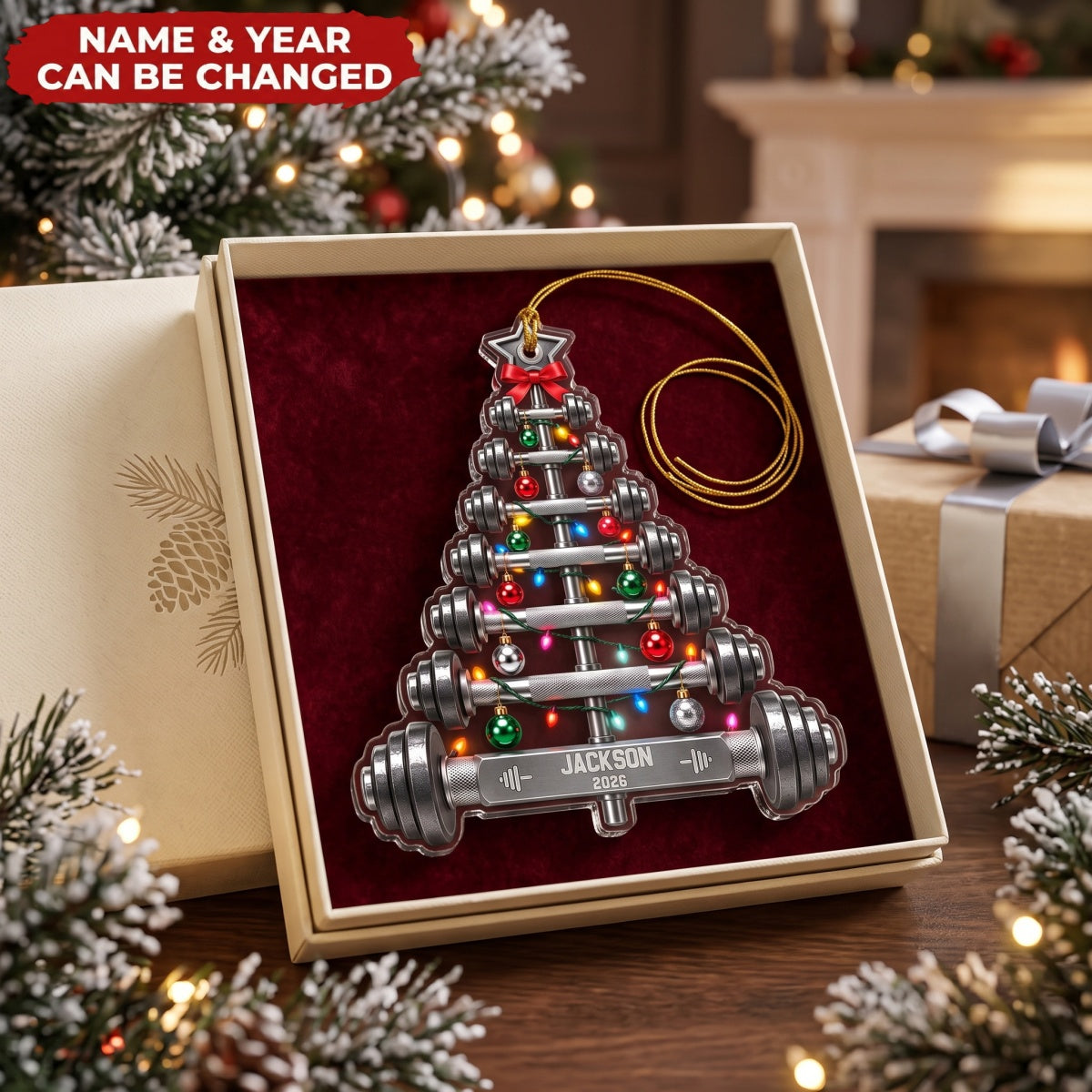 Gym Dumbbell – Personalized Acrylic Custom Shape Ornament