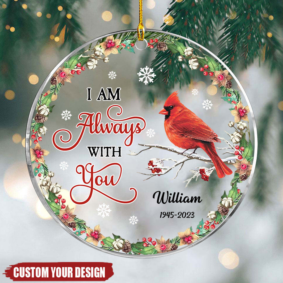 Cardinal Appears - Personalized Acrylic Ornament