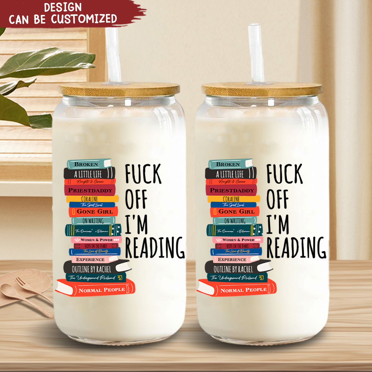 F- Off I'm Reading Funny Book Lovers - Personalized Clear Glass Cup