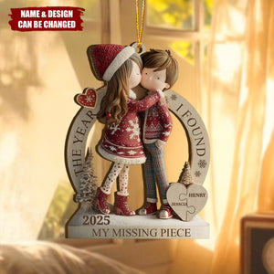 The Year I Found My Missing Piece - Personalized Couple 2 Layered Wooden Ornament