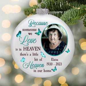 Family Memorial - Personalized Photo Glass Flat Ball Ornament
