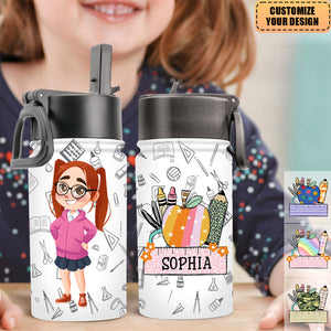 Affirmations for Kids - Personalized Kids Water Bottle With Straw Lid - Birthday, Back To School Gift For Student, Son, Daughter