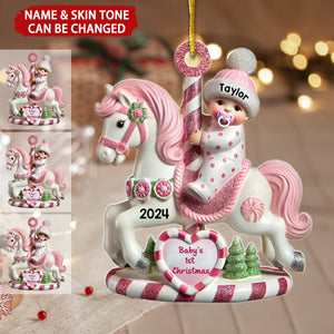 Baby Girl 3D Effect Personalized Ornament, Lovely Keepsake to Celebrate Baby's First Christmas