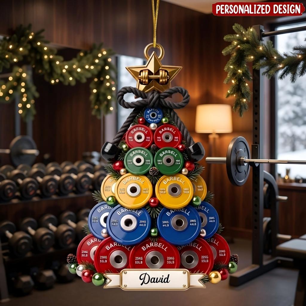Personalized Weightlifting Christmas Ornament Custom Gift for Gym Lover