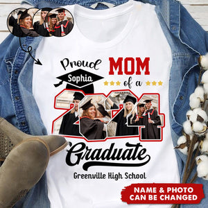 Custom Photo Proud Family Of A Class Of 2024 Graduate Senior - Personalized Graduation T Shirt