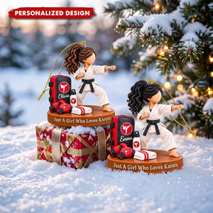 Personalized Karate Girl Christmas Ornament, Just Girl Who Loves Karate