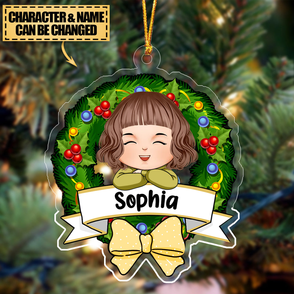 Cute Smiling Kid Personalized Christmas Acrylic Ornament