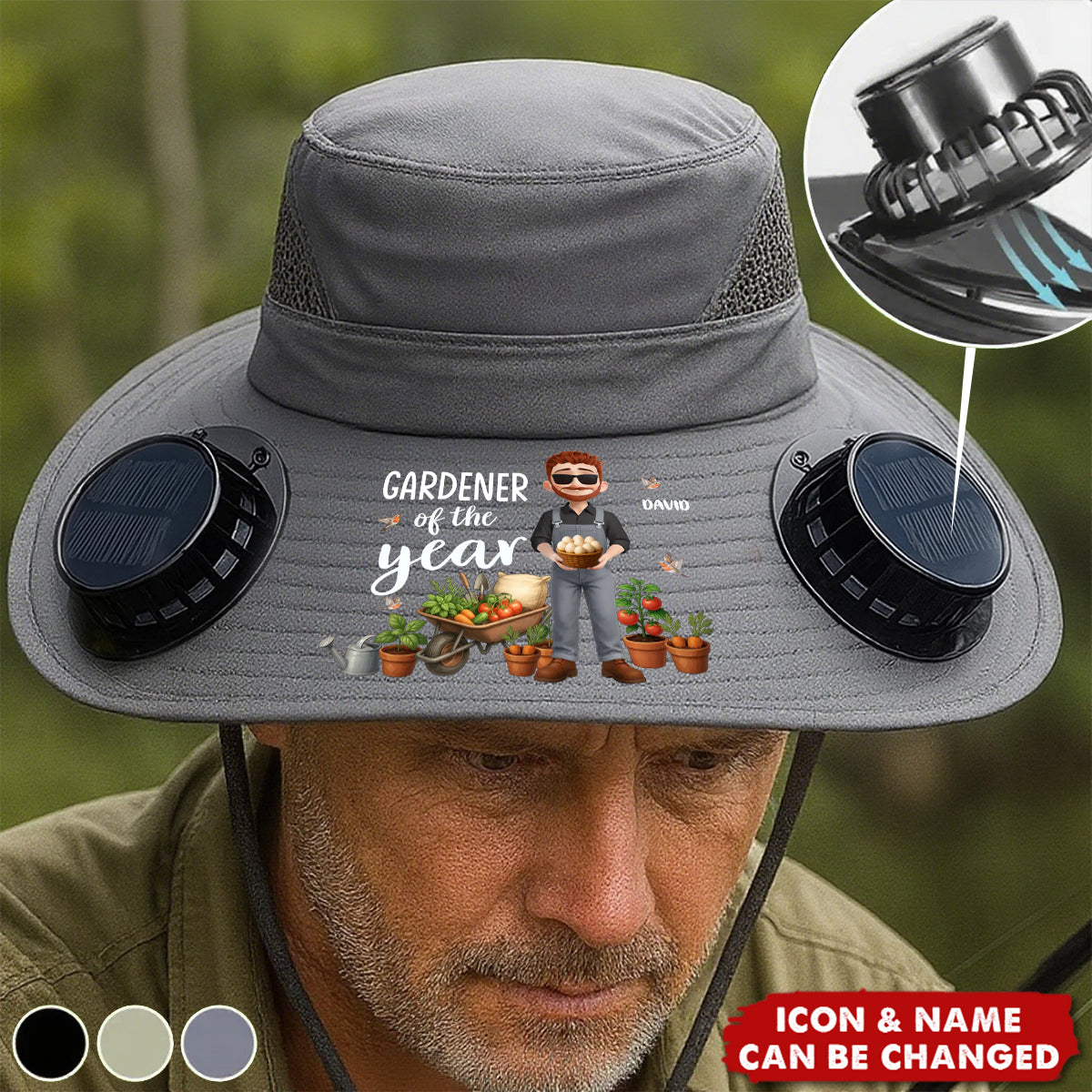 Custom Hat With Fans Solar Power - Personalized Garden Gifts For Gardeners - Plant Dreams, Grow Joy