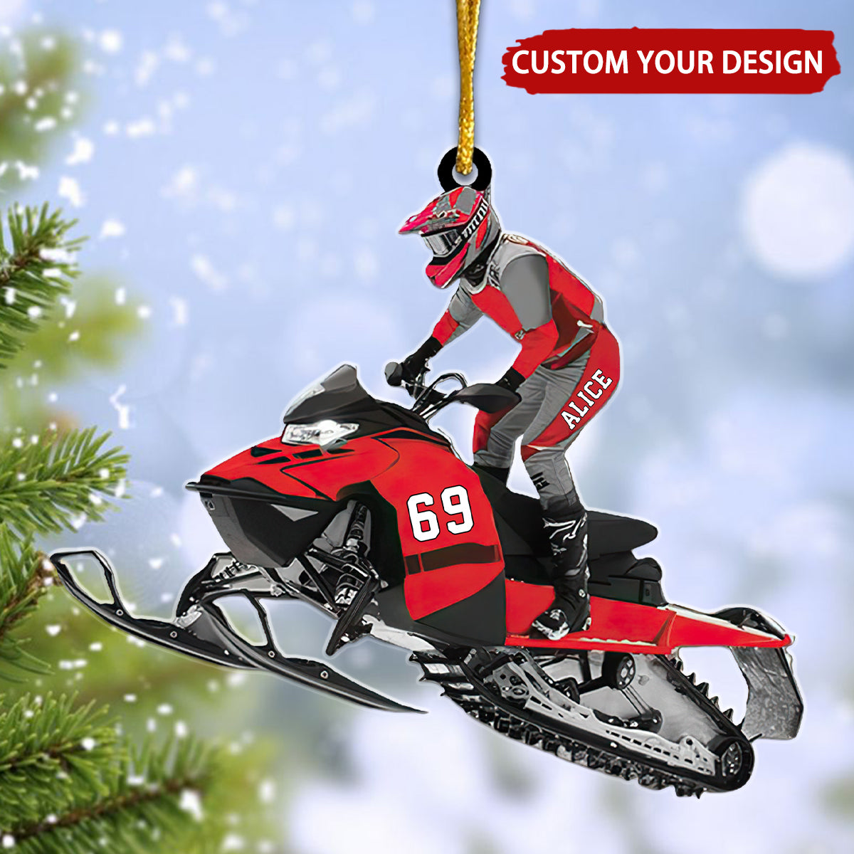 Snowmobile Personalized Christmas Ornament, Gift For Snowmobile Lovers