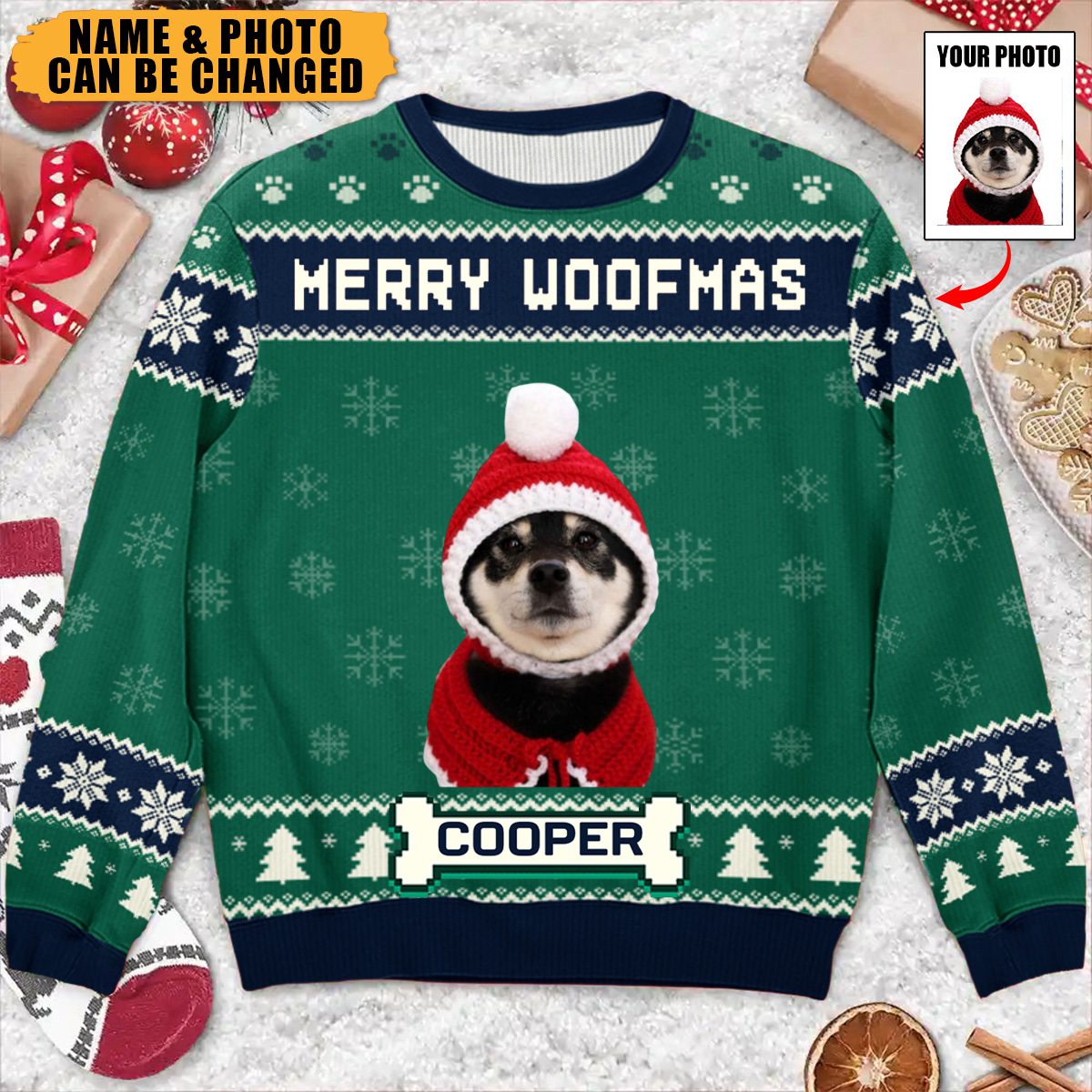 Custom Photo We Wish You A Merry Woofmas - Dog Personalized Custom Ugly Sweatshirt - Christmas Gift For Pet Owners, Pet Lovers