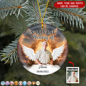 In Loving Memory Of Loved Ones In Heaven - Personalized Ceramic Photo Ornament