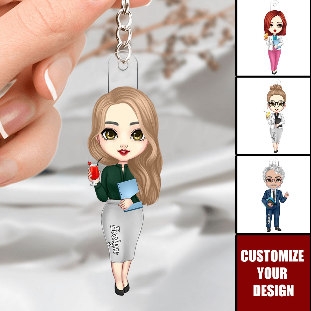 Cartoon Fashion Teacher - Personalized Acrylic Keychain, Back to School Teacher's Day Gift for Teacher