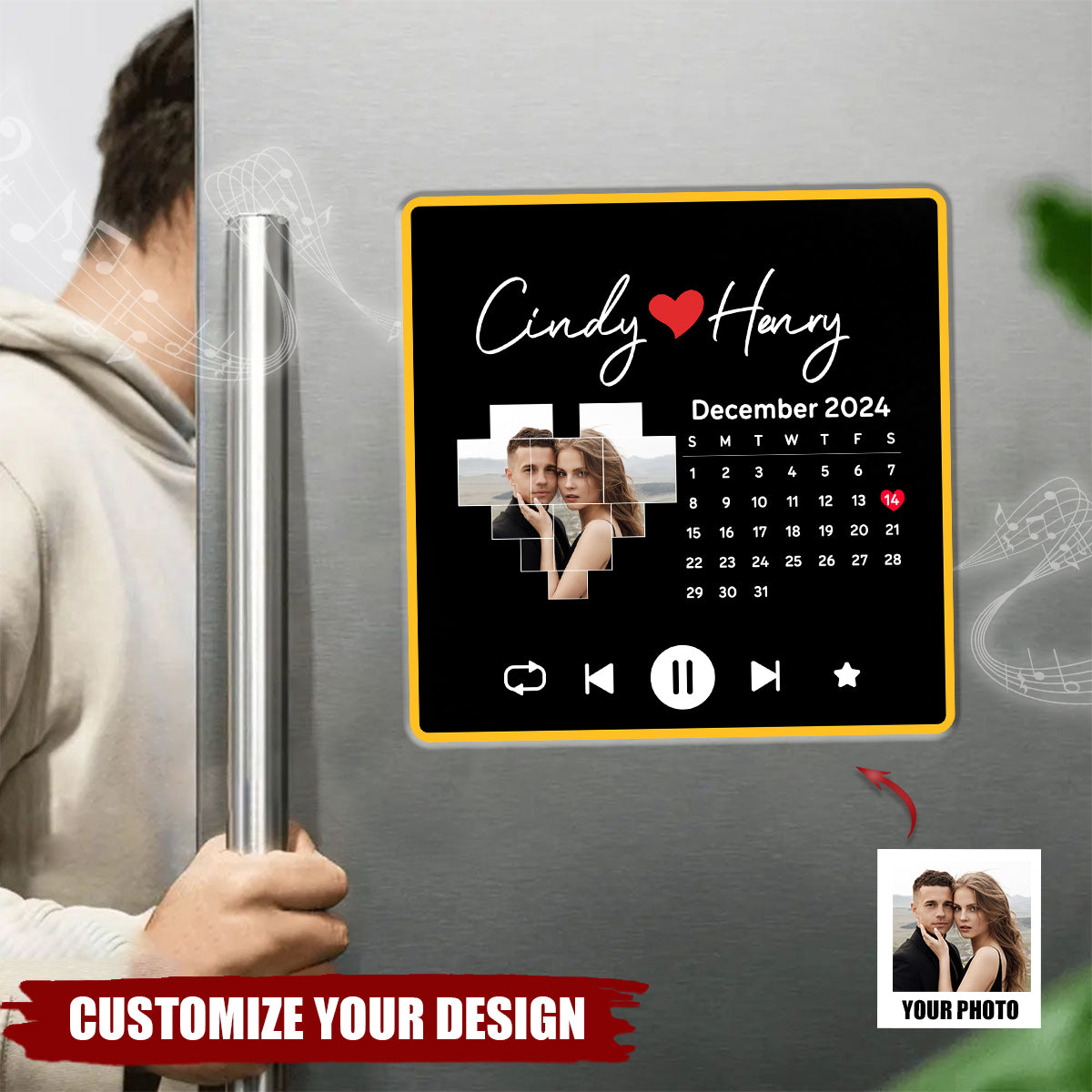Colorful Frame Personalised Photo Calendar Music Fridge Magnet