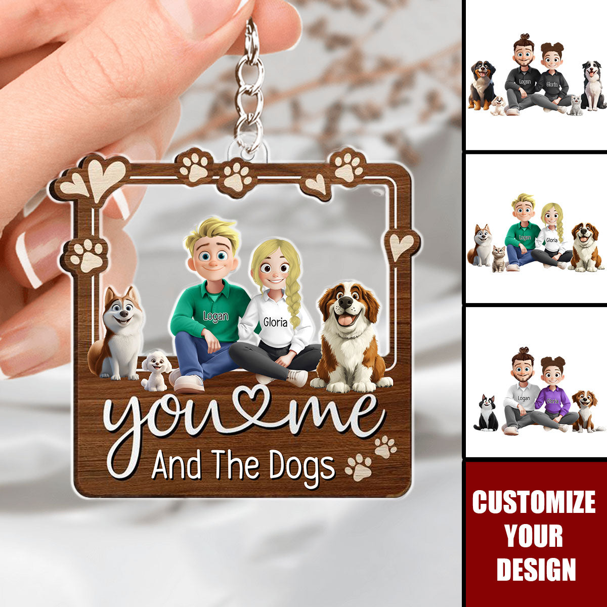 You & Me And The Dogs - Personalized Acrylic Keychain