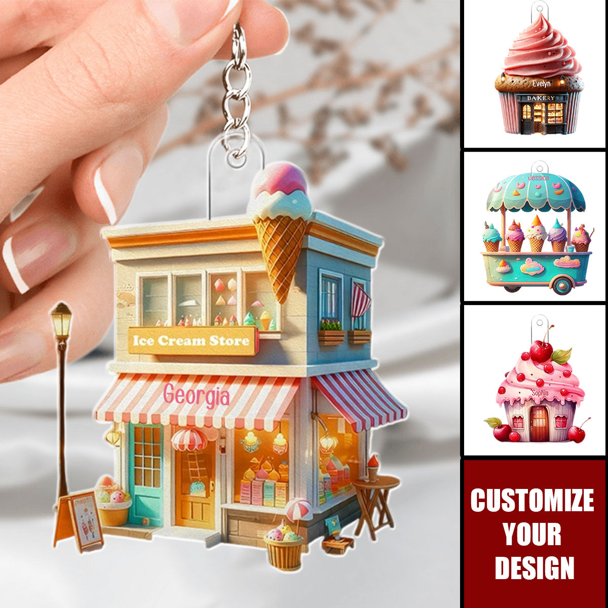 Ice Cream - Personalized Acrylic Keychain, Gift For Ice Cream Lovers