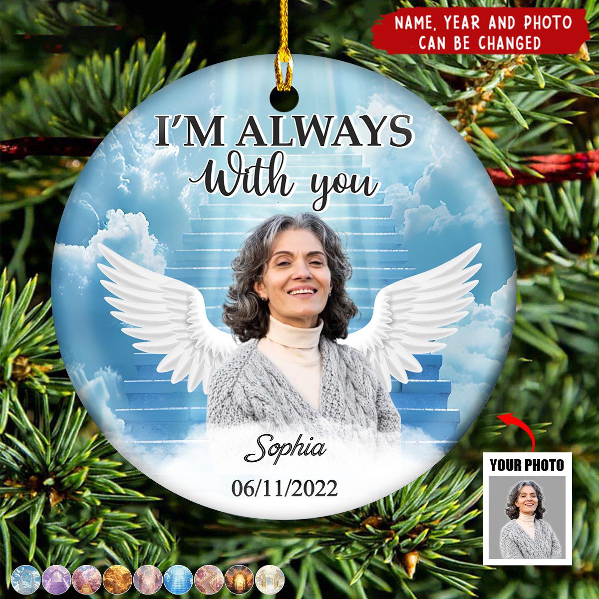 In Loving Memory Of Loved Ones In Heaven - Personalized Ceramic Photo Ornament