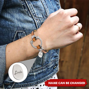 Personalized Equestrian Horsebit Leather Magnetic Bracelet with Name Horse Lovers Jewelry Birthday Mother's Day Gift for Woman Girl