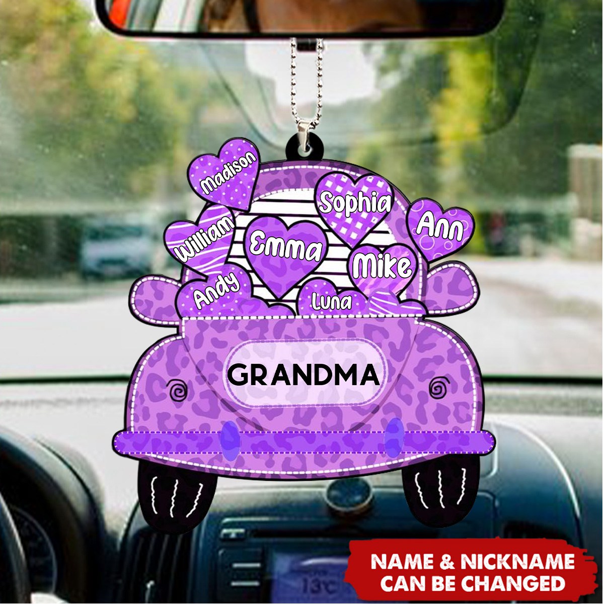 Nickname Grandma Truck Loading Heart - Personalized Car Ornament