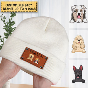 Custom Baby Beanie - Protected By Dogs - Cute Baby Shower Gift
