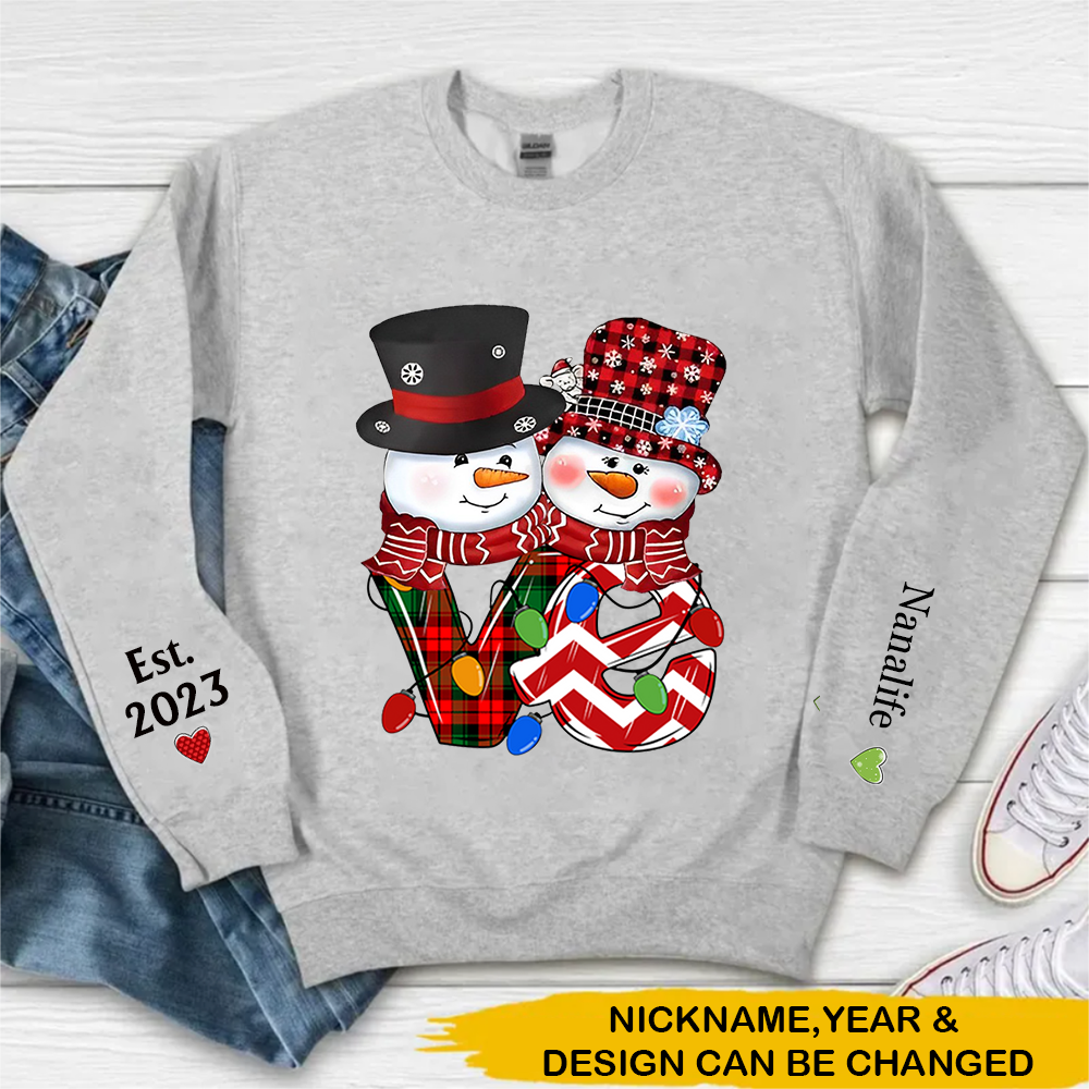 Love Nana/Papa Life Snowman Christmas, Custom Nana And Kids, Grandma Gift Sweatshirt