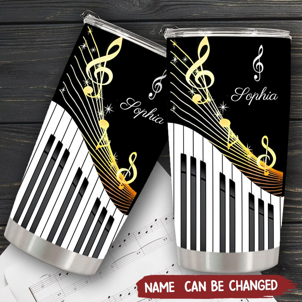 Personalized Name Piano Art Tumbler, Gift For Piano Lovers