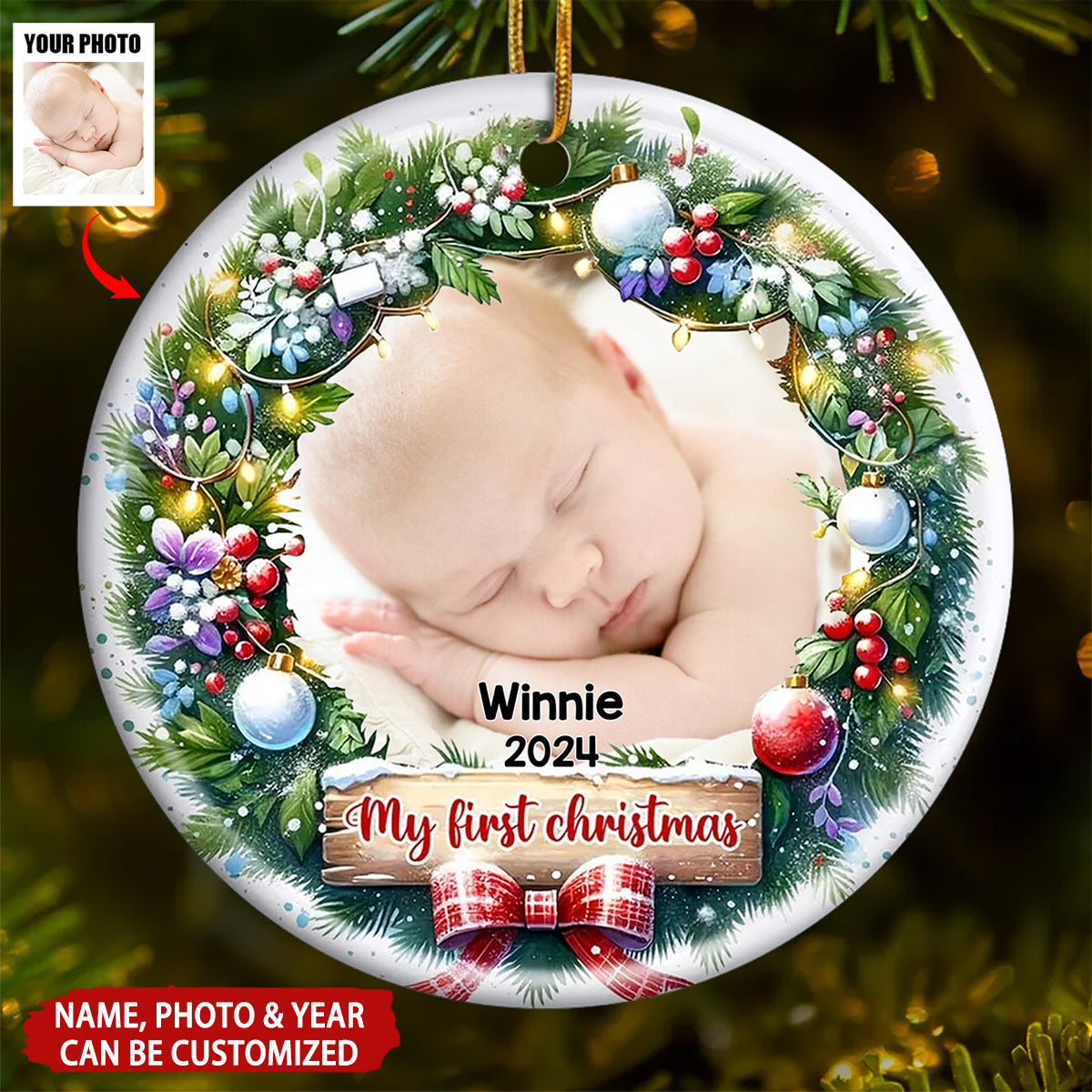 Baby My First Christmas Personalized Christmas Ceramic Ornament, Gift For Baby