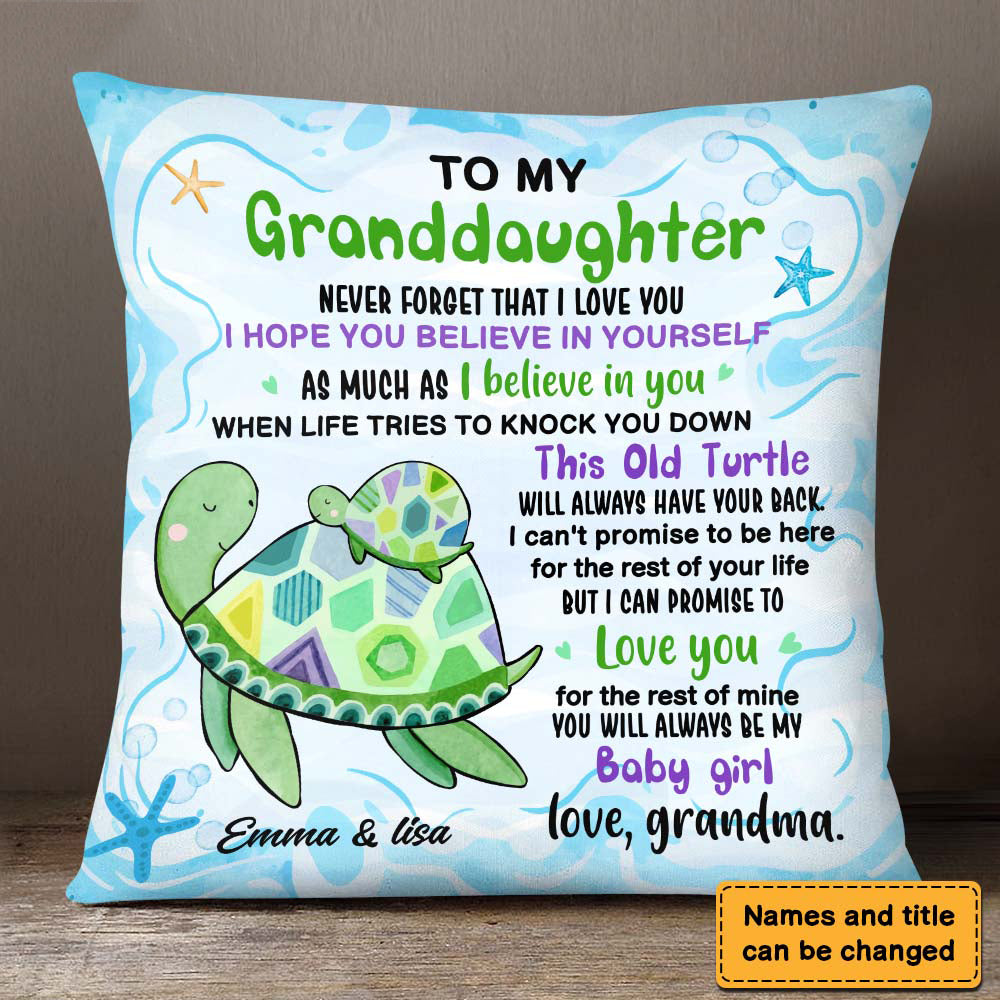 Gift For Granddaughter Sea Turtle Pillow