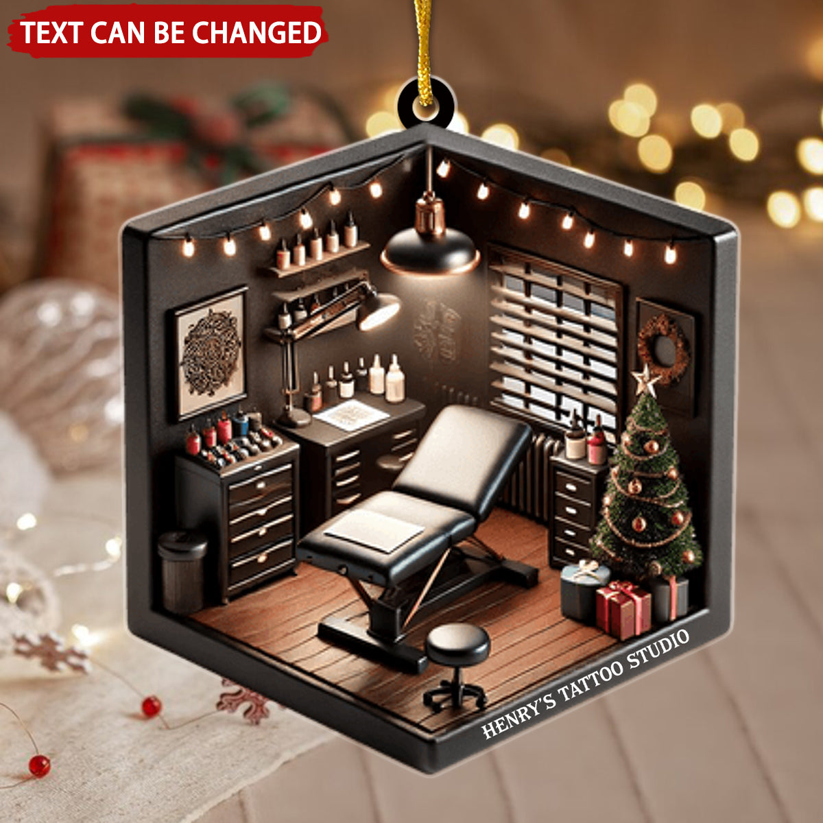 Tattoo Studio Personalized Christmas Ornament, Gift For Tattoo Artist