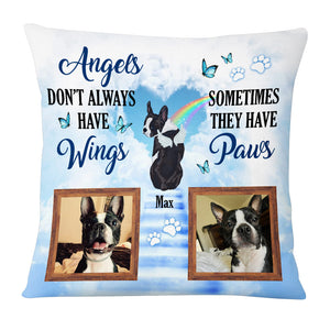 Pet Photo Memorial With Angel Wings Dog Loss Pillow