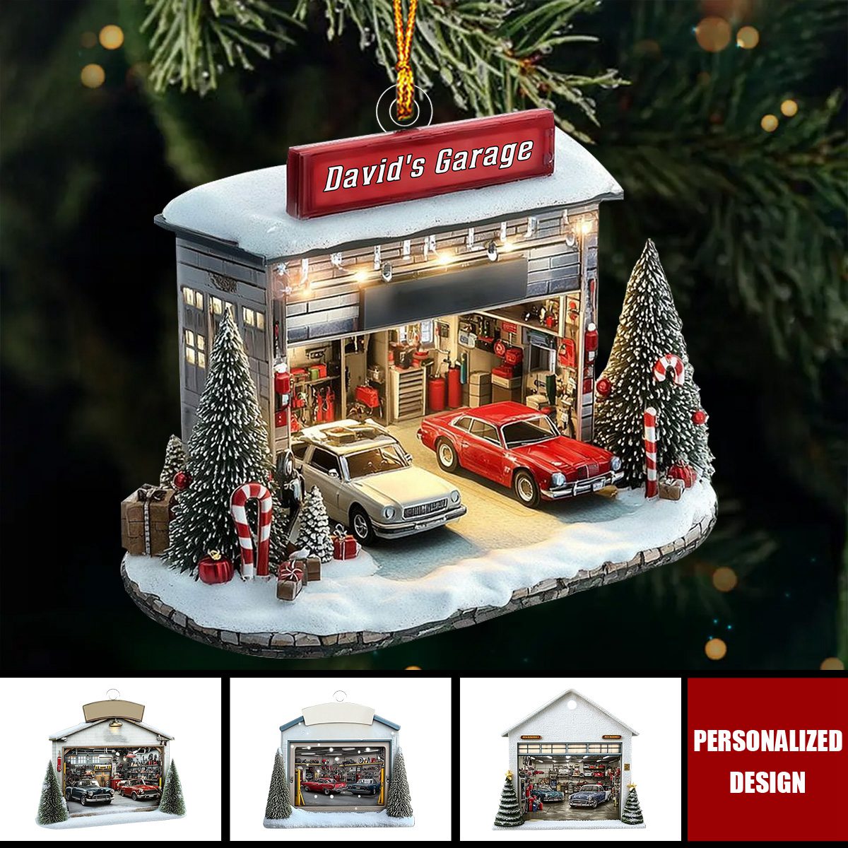 Car Garage Ornament - Mechanic, Repair Shop Christmas Ornament - Personalized Acrylic Ornament