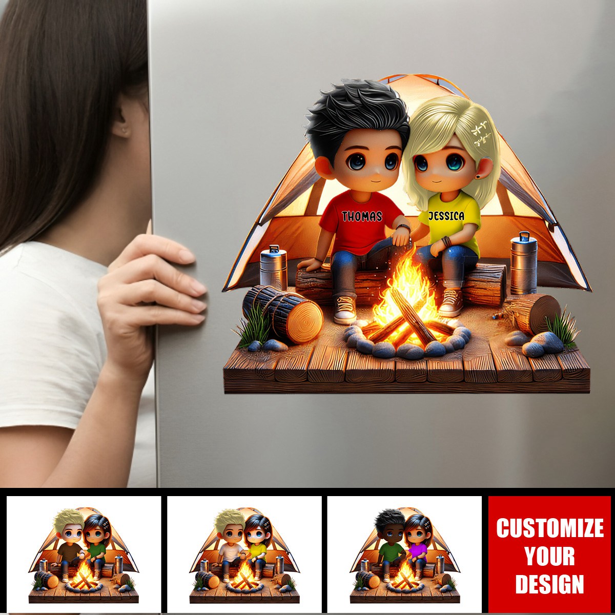 Camping Couple - Personalized Decor Decal, Valentine's Day Gift For Her, Gift For Him