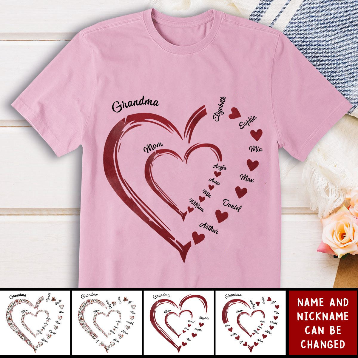 Mommy's Sweethearts - Family Personalized Custom Unisex T-shirt - Gift For Grandma