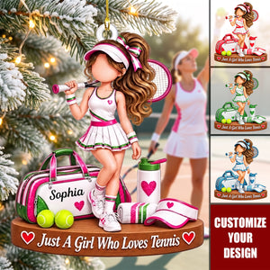 Personalized Ornament For Girls Who Love Tennis, Custom Name Tennis Player Christmas Gift