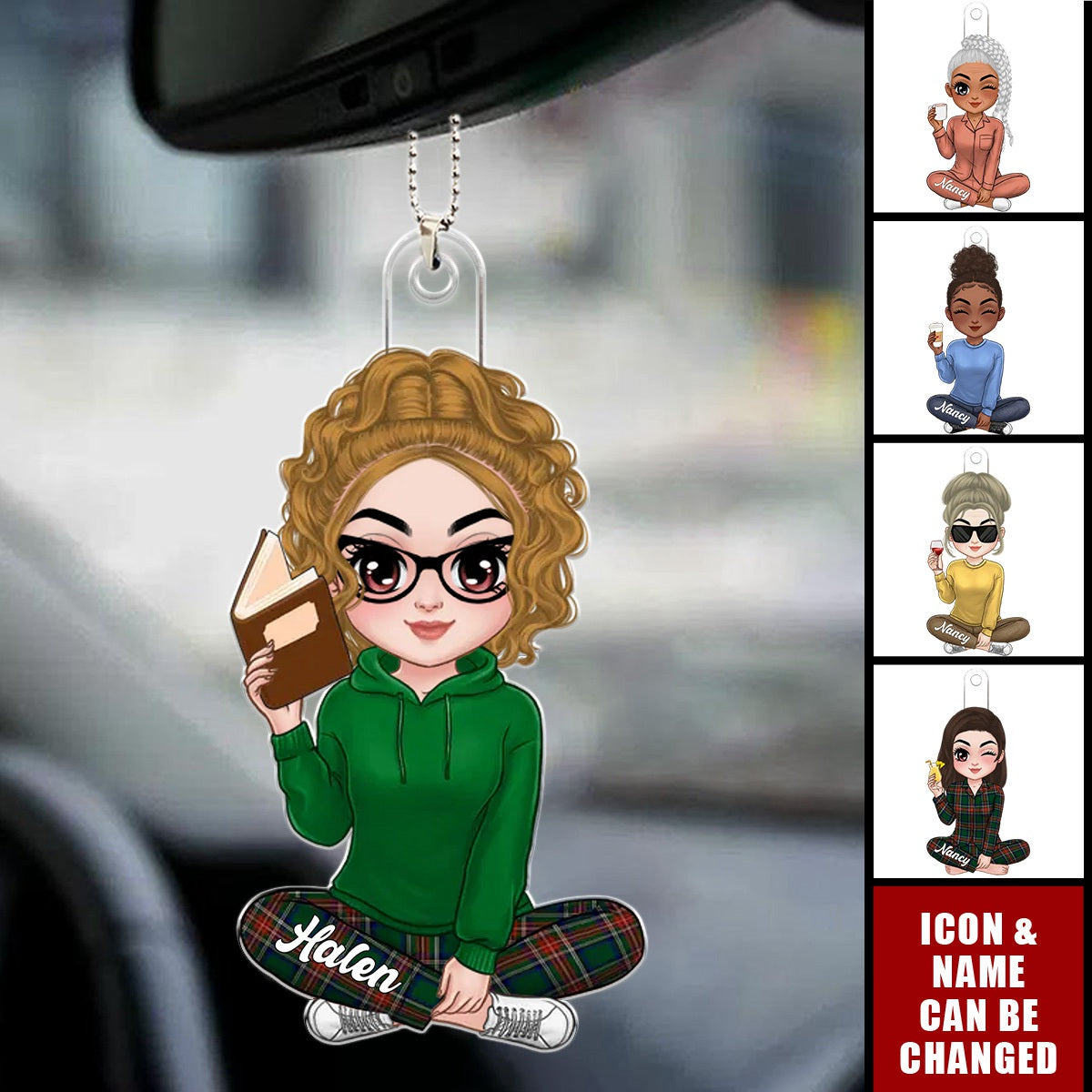 Personalized Girl Loves Books Reading Ornament - Birthday Gift Idea For Daughter, Granddaughter