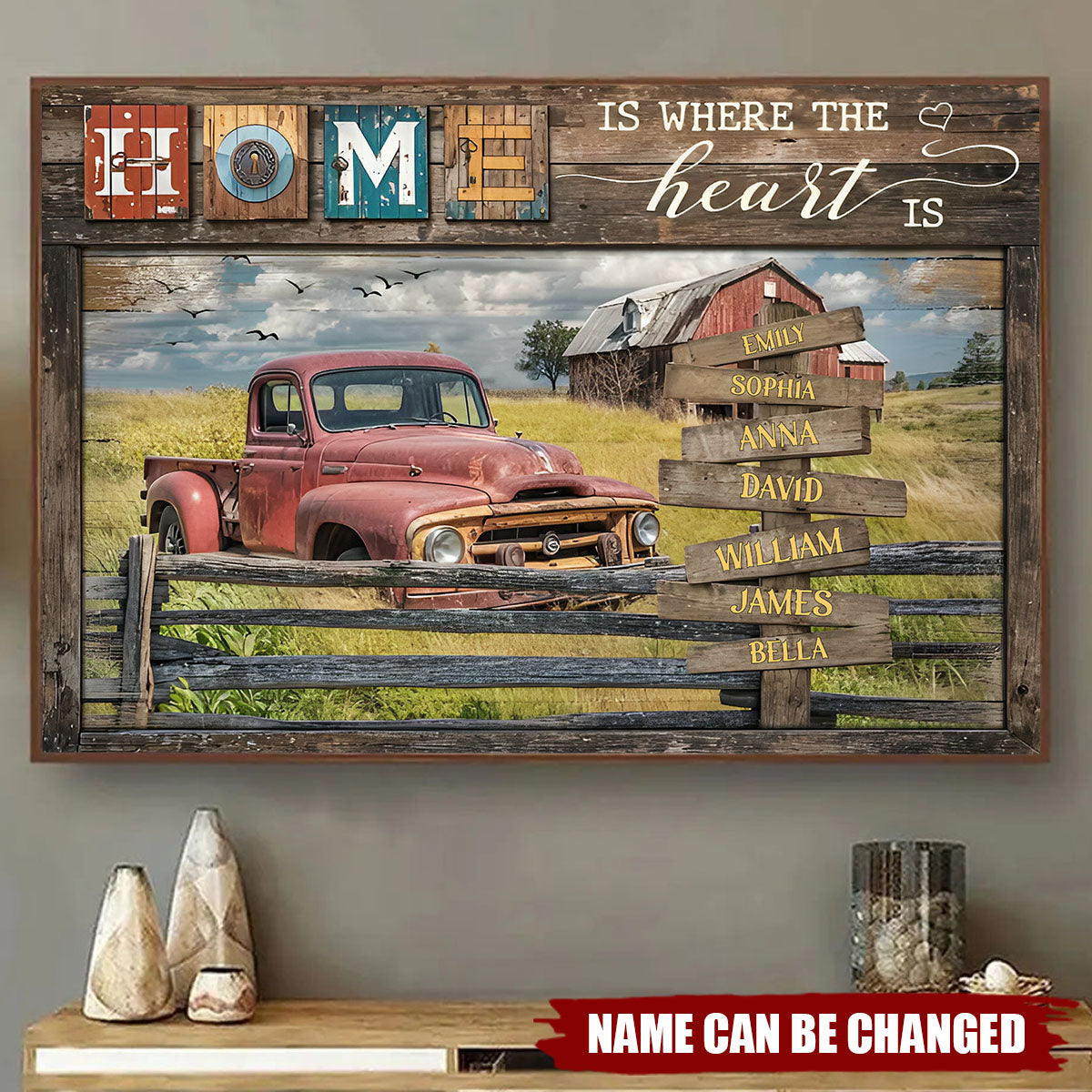 Custom Personalized Family Poster - Home Is Where The Heart Is
